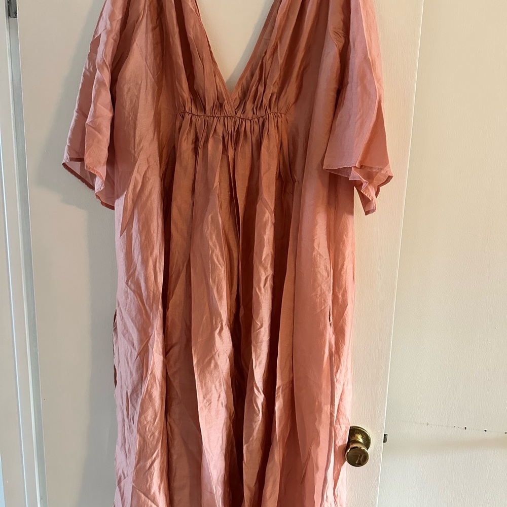 Anthropologie Women's V-Neck Goddess Swim Cover Up in Dusty Rose
